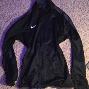 Nike Black Athletic Jacket Full-Zip Synthetic